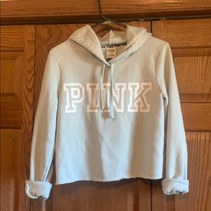 PINK teal cropped hoodie